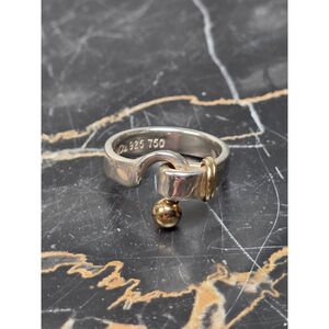 VTG Tiffany & Co Hook and Eye Size 47 Ring Sterling Silver 18K Gold